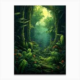 Jungle Landscape Pixel Art 3 Canvas Print