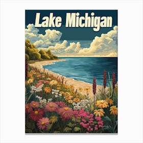 Lake Michigan Vintage Travel Poster Canvas Print