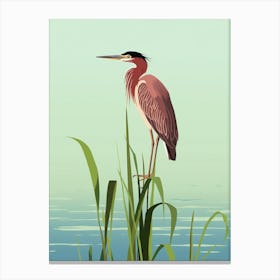 Minimalist Green Heron 2 Illustration Canvas Print