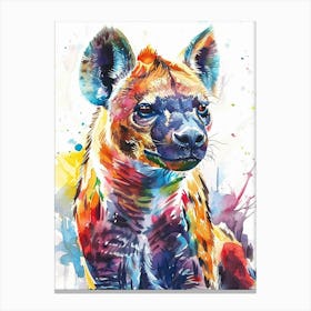 Hyena Colourful Watercolour 3 Canvas Print