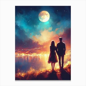 Couple In The Moonlight Canvas Print