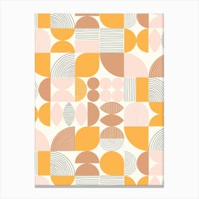 Modern Art Geometric Shapes Gold Pink Tan 1 Canvas Print