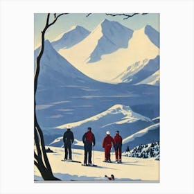 Mount Hutt, New Zealand Ski Resort Vintage Landscape 2 Skiing Poster Canvas Print