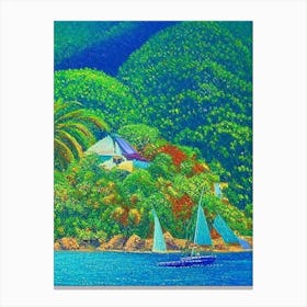 Mayreau Saint Vincent And The Grenadines Pointillism Style Tropical Destination Canvas Print