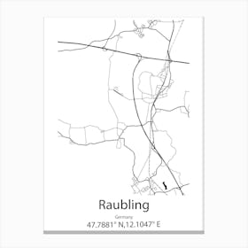 Raubling,Germany Minimalist Map Canvas Print