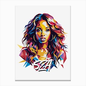 Sza 03 Portrait Music Icon WPAP Pop Art Style Canvas Print