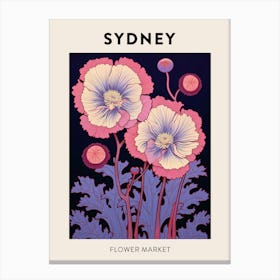 Sydney Australia Botanical Flower Market Poster Canvas Print