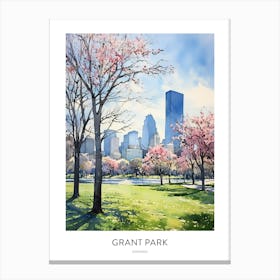 Grant Park 3 Chicago Watercolour Travel Poster Canvas Print