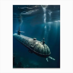 Submarine In The Ocean -Reimagined 17 Canvas Print