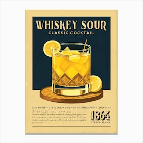 Whiskey Sour Classic Cocktail Canvas Print