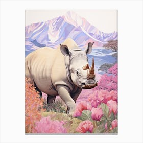 Colourful Patchwork Rhino 3 Canvas Print