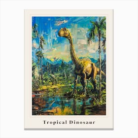 Dinosaur In A Tropical Landscape Painting 2 Poster Canvas Print