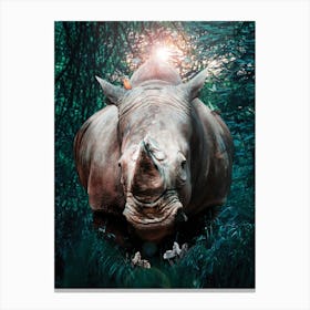 Rhino In The Forest Canvas Print