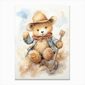 Explorer Teddy Bear Painting Watercolour 1 Canvas Print