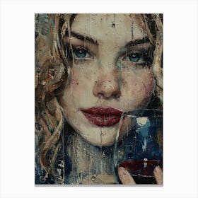 Girl With A Glass Of Wine 14 Canvas Print