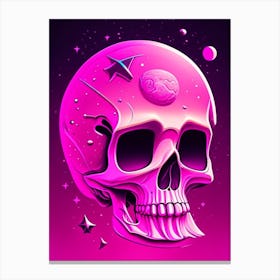 Skull With Cosmic Themes 4 Pink Pop Art Canvas Print