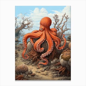 Octopus Exploring Surroundings 6 Canvas Print