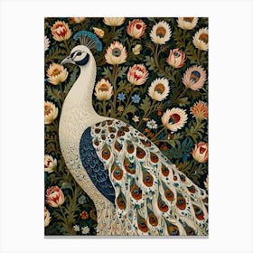 William Morris Peacock With Flowers Canvas Print