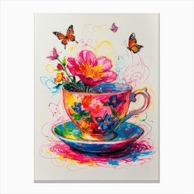 Tea Cup With Butterflies 1 Canvas Print