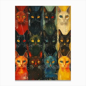 Cats In A Row Canvas Print