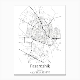 Pazardzhik,Bulgaria Minimalist Map Canvas Print