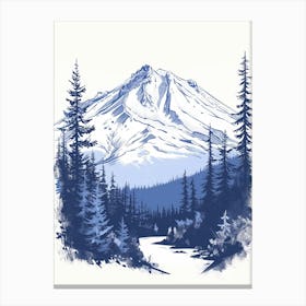 Mount Shasta Usa Color Line Drawing (4) Canvas Print