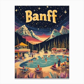 Aihrgdesign A 1970s Inspired Travel Poster For Banff 1 Canvas Print