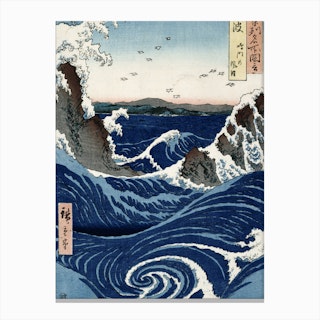 Awa Province Stormy Sea At The Naruto Rapids From Famous Places Of The Sixty Provinces Canvas Print