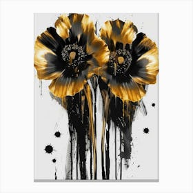 Two Black And Gold Flowers Canvas Print