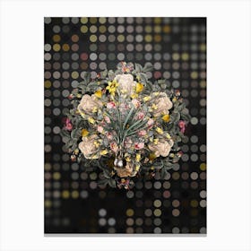 Vintage Narcissus Gouani Flower Wreath on Dot Bokeh Pattern n.0641 Canvas Print