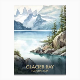 Glacier Bay National Park Watercolour Vintage Travel Poster 4 Canvas Print