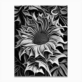 Sunflower Leaf Linocut 2 Canvas Print