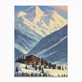 Cortina D'Ampezzo, Italy Ski Resort Vintage Landscape 3 Skiing Poster Canvas Print