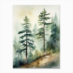 Appalachian Mountains of Misty Pines Watercolor Print of Evergreen Forest..127 Canvas Print