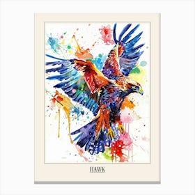 Hawk Colourful Watercolour 3 Poster Canvas Print