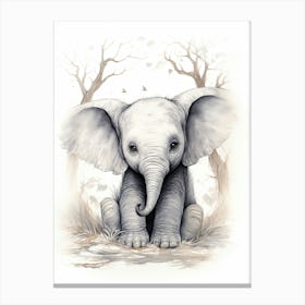 Elephant Painting Drawing Watercolour 3 Canvas Print
