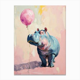 Cute Hippopotamus 2 With Balloon Canvas Print