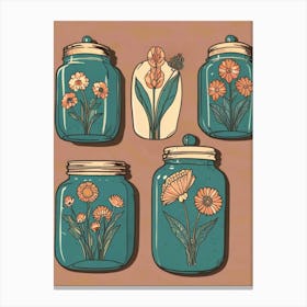 Jars Of Flowers Canvas Print