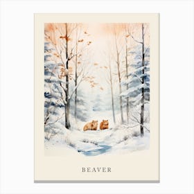 Winter Watercolour Beaver 1 Poster Canvas Print