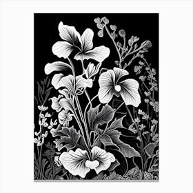 Violets Wildflower Linocut Canvas Print