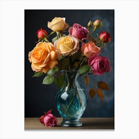 Roses In A Vase Canvas Print