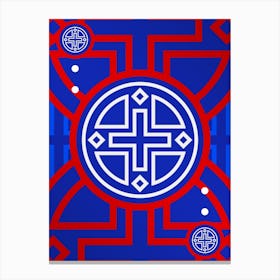 Geometric Abstract Glyph in White on Red and Blue Array n.0099 Canvas Print