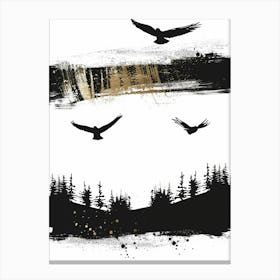 Eagles Flying Over Forest Canvas Print