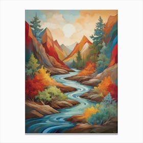 River Runs Through The Mountains Canvas Print