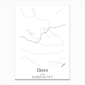 Ekero,Sweden Minimalist Map Canvas Print