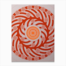 Geometric Abstract Glyph Circle Array in Tomato Red n.0183 Canvas Print