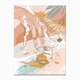 Hand With A Daisy Canvas Print