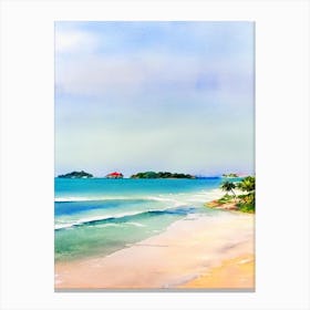 Ngapali Beach, Myanmar Watercolour Canvas Print