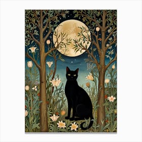 William Morris Black Cat In The Moonlight 10 Canvas Print