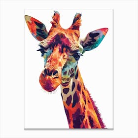 Giraffe Colourful Watercolour Face Portrait 1 Canvas Print